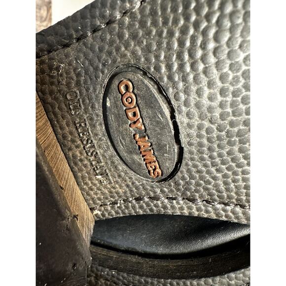 Cody James Men's Cowboy Boots Black Leather Size 9EE CJ4240 R Toe Oil Resistant - Picture 10 of 10